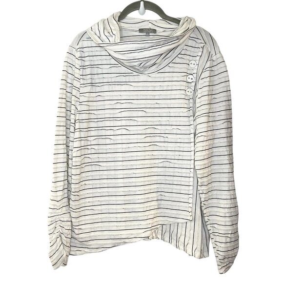 Habitat Clothes To Live In Womens Cowl Neck Top Size L Striped Asymmetrical - Picture 1 of 6